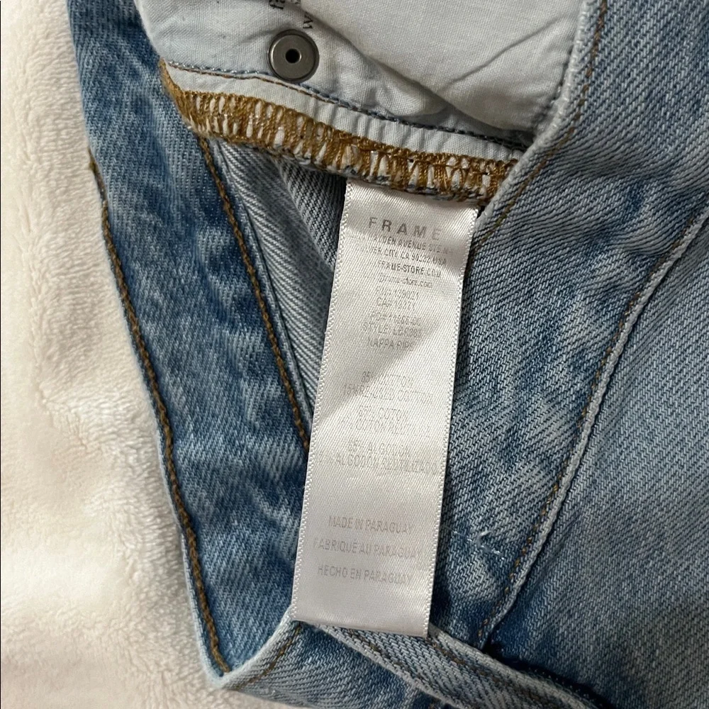 Frame Barrel High Rise Nappa Rips Distressed Cropped Jeans - Picture 14 of 15